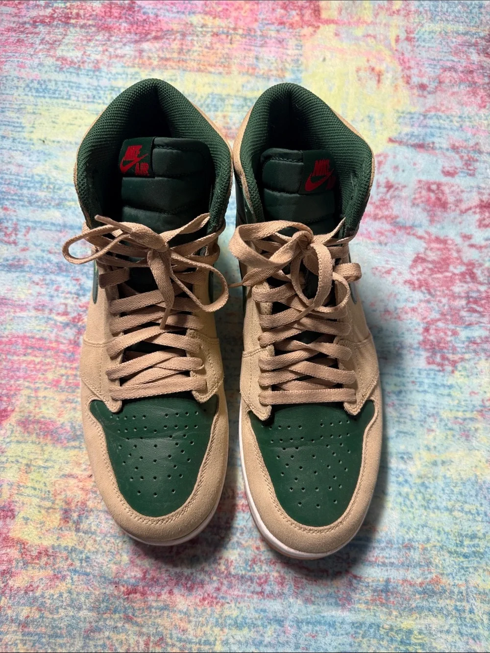 Nike Men’s High-Top Sneakers in Green and Tan